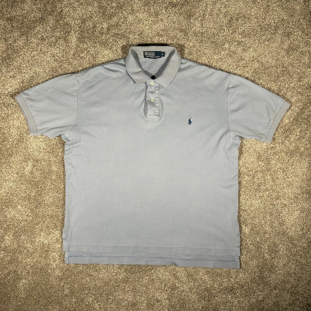 Polo Ralph Lauren Mens Short Sleeve Polo Shirt Blue Grey Size M Pony Logo Jersey